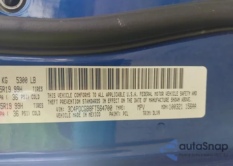 2015 Dodge Journey Crossroad from USA, damaged, VIN 3C4PDCGB8FT564700